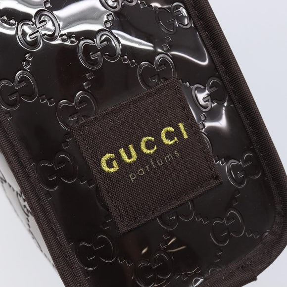 GUCCI GG Canvas Web Sherry Line Clutch Bag Rubber Brown Gold Auth ar14445V