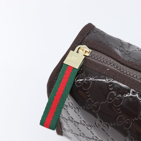 GUCCI GG Canvas Web Sherry Line Clutch Bag Rubber Brown Gold Auth ar14445V