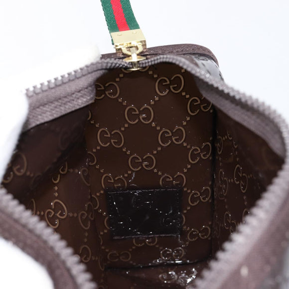 GUCCI GG Canvas Web Sherry Line Clutch Bag Rubber Brown Gold Auth ar14445V