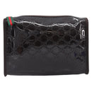 GUCCI GG Canvas Web Sherry Line Clutch Bag Rubber Brown Gold Auth ar14445V-2