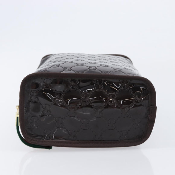 GUCCI GG Canvas Web Sherry Line Clutch Bag Rubber Brown Gold Auth ar14445V