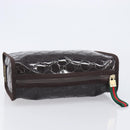 GUCCI GG Canvas Web Sherry Line Clutch Bag Rubber Brown Gold Auth ar14445V-6