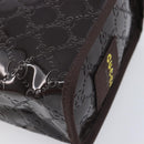 GUCCI GG Canvas Web Sherry Line Clutch Bag Rubber Brown Gold Auth ar14445V-8