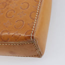 CELINE C Macadam Canvas Hand Bag Leather Brown Gold Auth ar14448-14