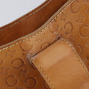 CELINE C Macadam Canvas Hand Bag Leather Brown Gold Auth ar14448-18