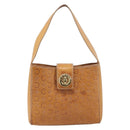 CELINE C Macadam Canvas Hand Bag Leather Brown Gold Auth ar14448-2