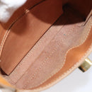CELINE C Macadam Canvas Hand Bag Leather Brown Gold Auth ar14448-20