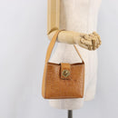 CELINE C Macadam Canvas Hand Bag Leather Brown Gold Auth ar14448-24