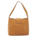 CELINE C Macadam Canvas Hand Bag Leather Brown Gold Auth ar14448-3
