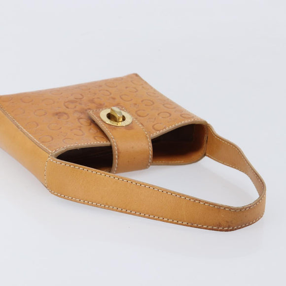 CELINE C Macadam Canvas Hand Bag Leather Brown Gold Auth ar14448