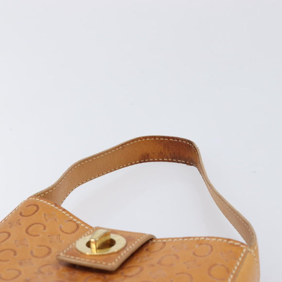 CELINE C Macadam Canvas Hand Bag Leather Brown Gold Auth ar14448