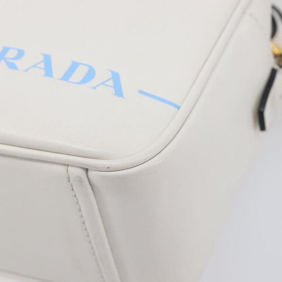 PRADA Mirage Camera Bag Shoulder Bag Leather White Gold Auth ar14450V