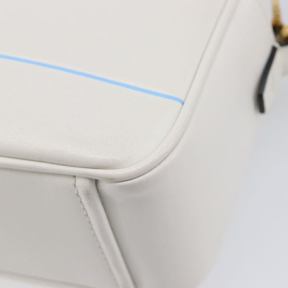 PRADA Mirage Camera Bag Shoulder Bag Leather White Gold Auth ar14450V