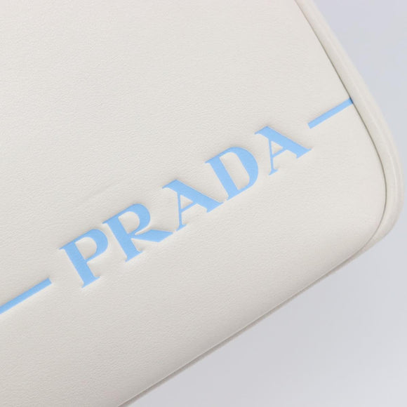 PRADA Mirage Camera Bag Shoulder Bag Leather White Gold Auth ar14450V