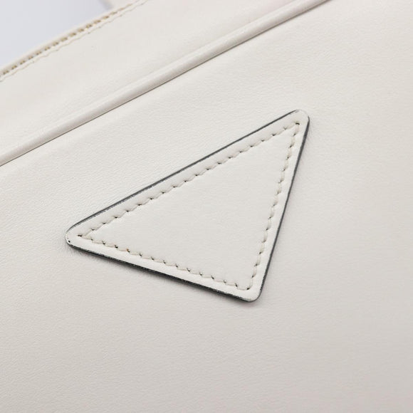 PRADA Mirage Camera Bag Shoulder Bag Leather White Gold Auth ar14450V