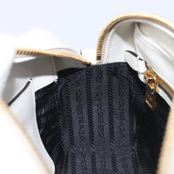 PRADA Mirage Camera Bag Shoulder Bag Leather White Gold Auth ar14450V