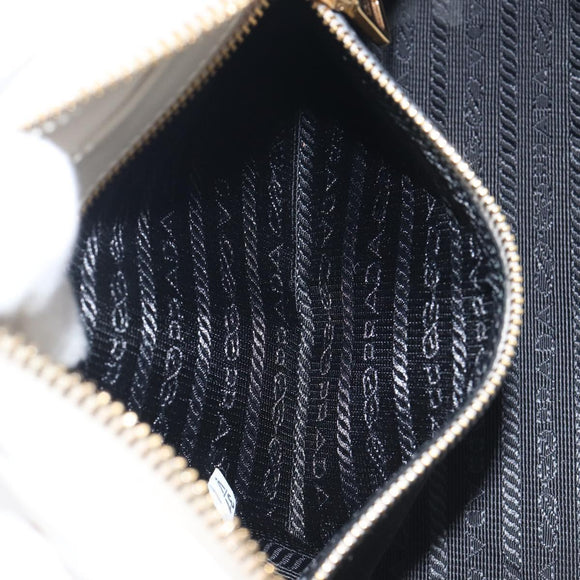 PRADA Mirage Camera Bag Shoulder Bag Leather White Gold Auth ar14450V