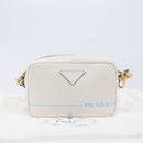 PRADA Mirage Camera Bag Shoulder Bag Leather White Gold Auth ar14450V-30