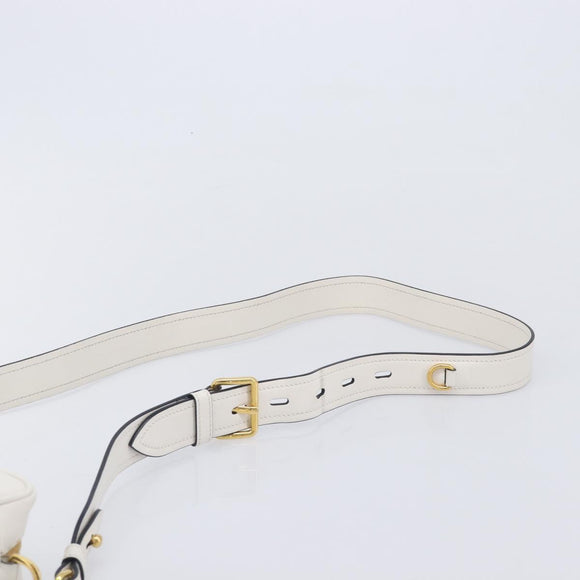 PRADA Mirage Camera Bag Shoulder Bag Leather White Gold Auth ar14450V