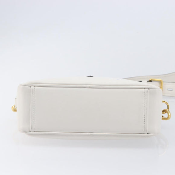 PRADA Mirage Camera Bag Shoulder Bag Leather White Gold Auth ar14450V