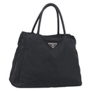 PRADA Hand Bag Nylon Black Silver Auth ar14452-1