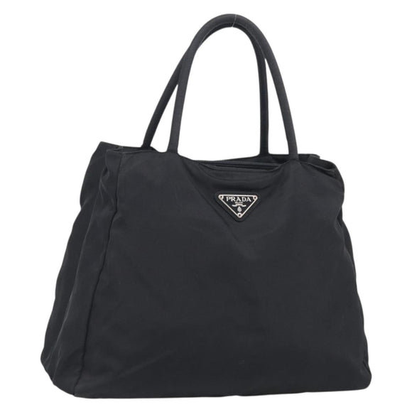 PRADA Hand Bag Nylon Black Silver Auth ar14452