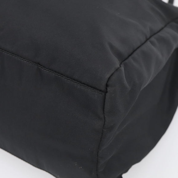 PRADA Hand Bag Nylon Black Silver Auth ar14452