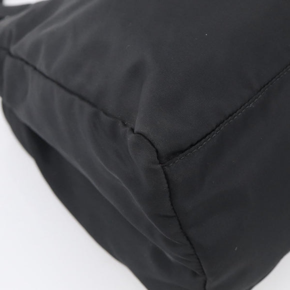 PRADA Hand Bag Nylon Black Silver Auth ar14452