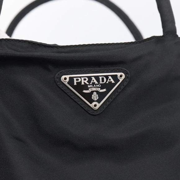 PRADA Hand Bag Nylon Black Silver Auth ar14452