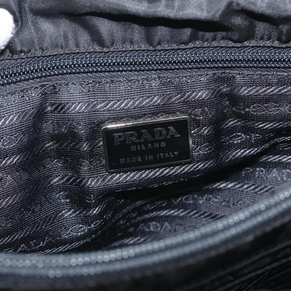 PRADA Hand Bag Nylon Black Silver Auth ar14452