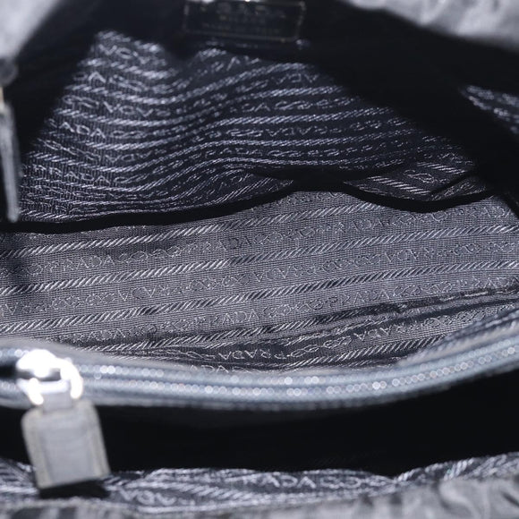 PRADA Hand Bag Nylon Black Silver Auth ar14452