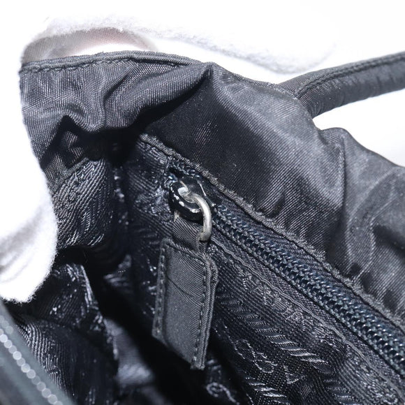 PRADA Hand Bag Nylon Black Silver Auth ar14452