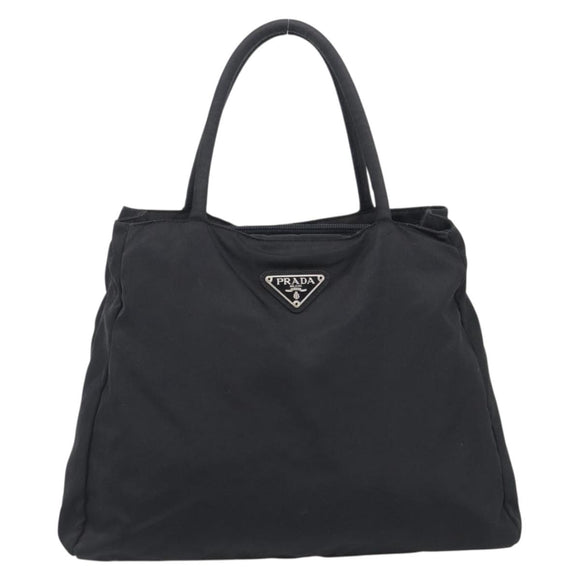 PRADA Hand Bag Nylon Black Silver Auth ar14452