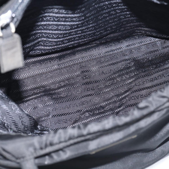 PRADA Hand Bag Nylon Black Silver Auth ar14452