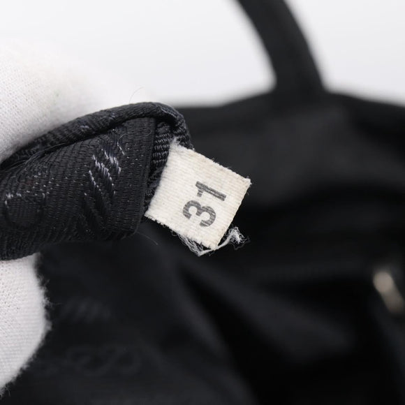 PRADA Hand Bag Nylon Black Silver Auth ar14452