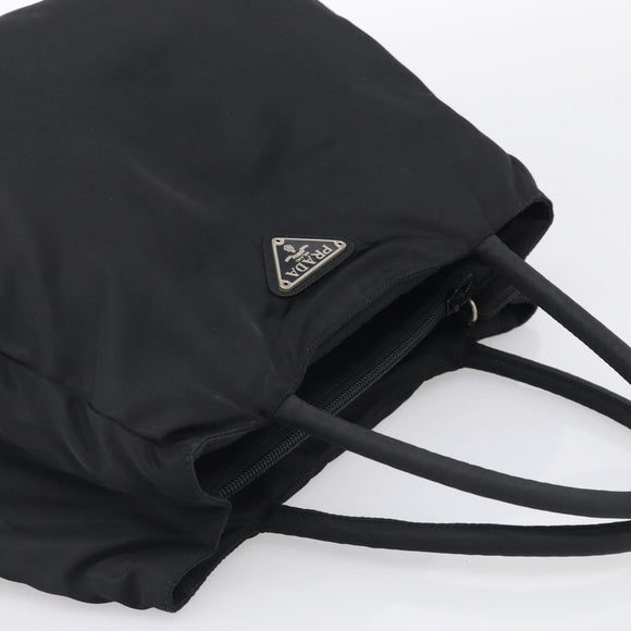 PRADA Hand Bag Nylon Black Silver Auth ar14452
