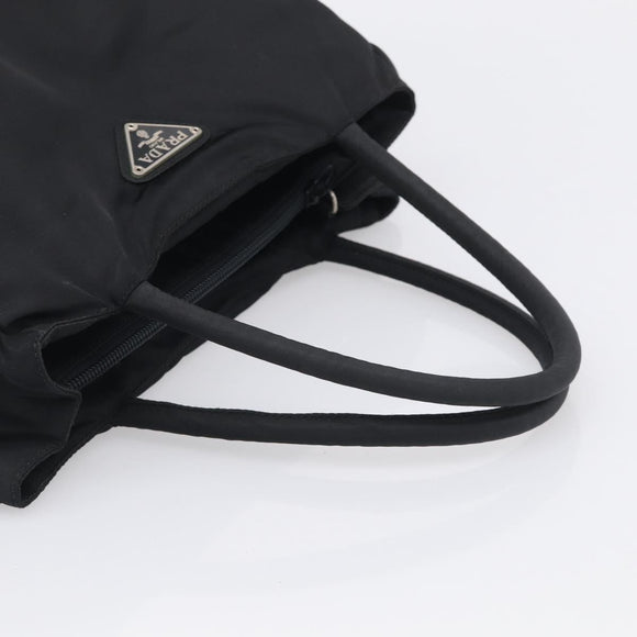 PRADA Hand Bag Nylon Black Silver Auth ar14452