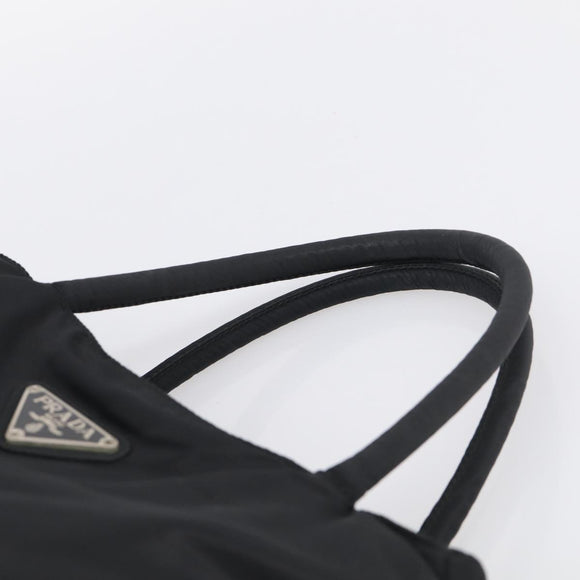 PRADA Hand Bag Nylon Black Silver Auth ar14452
