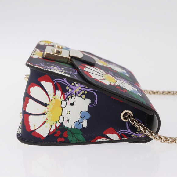 Furla Metropolis Chain Furla x Hello Kitty Bag Leather Navy Gold Auth ar14454M
