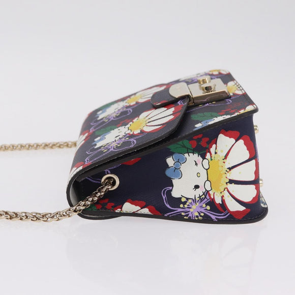 Furla Metropolis Chain Furla x Hello Kitty Bag Leather Navy Gold Auth ar14454M