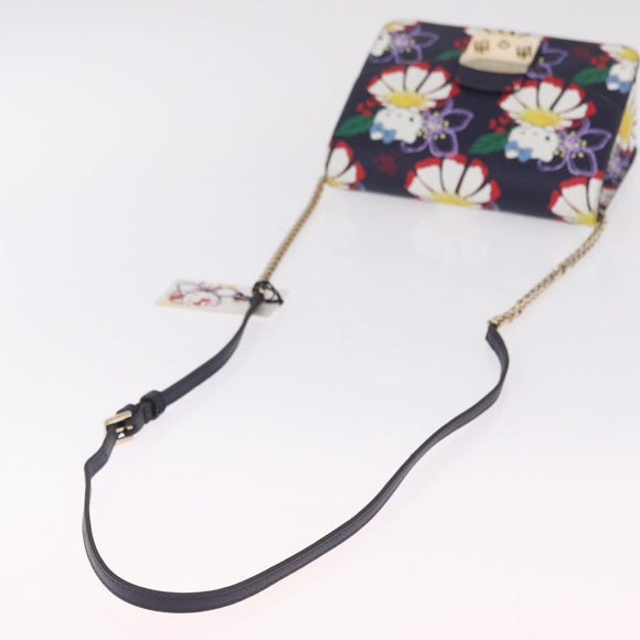 Furla Metropolis Chain Furla x Hello Kitty Bag Leather Navy Gold Auth ar14454M