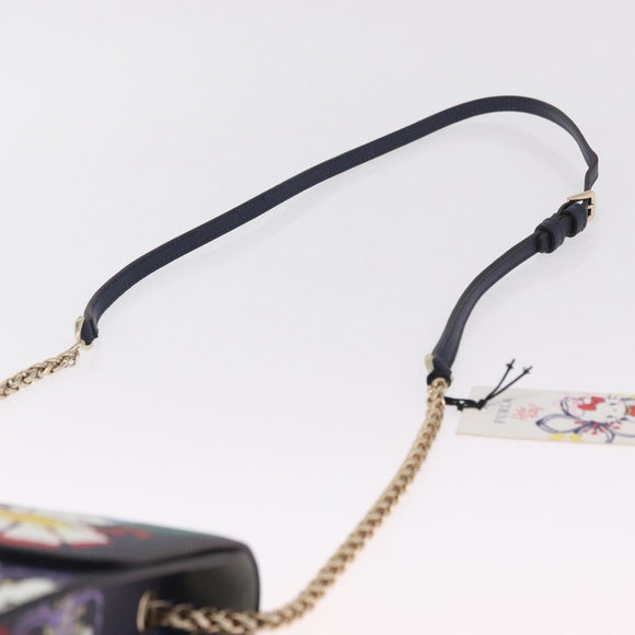 Furla Metropolis Chain Furla x Hello Kitty Bag Leather Navy Gold Auth ar14454M