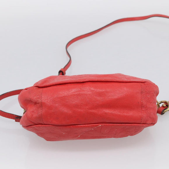 Chloe Shoulder Bag Leather 2way Red Gold Auth ar14458