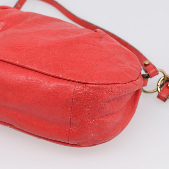 Chloe Shoulder Bag Leather 2way Red Gold Auth ar14458