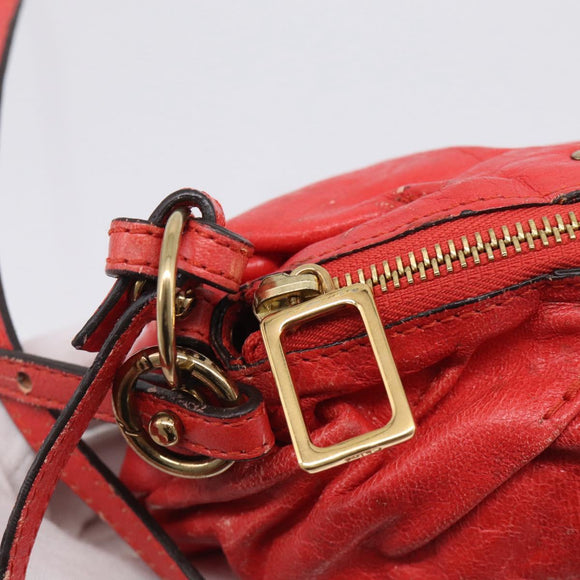 Chloe Shoulder Bag Leather 2way Red Gold Auth ar14458