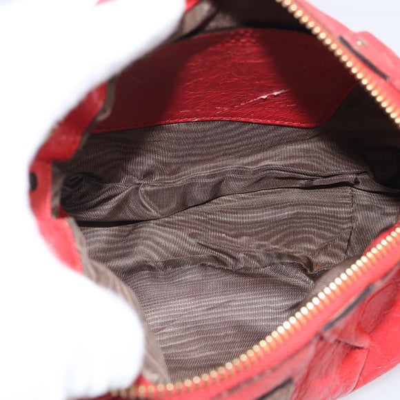 Chloe Shoulder Bag Leather 2way Red Gold Auth ar14458