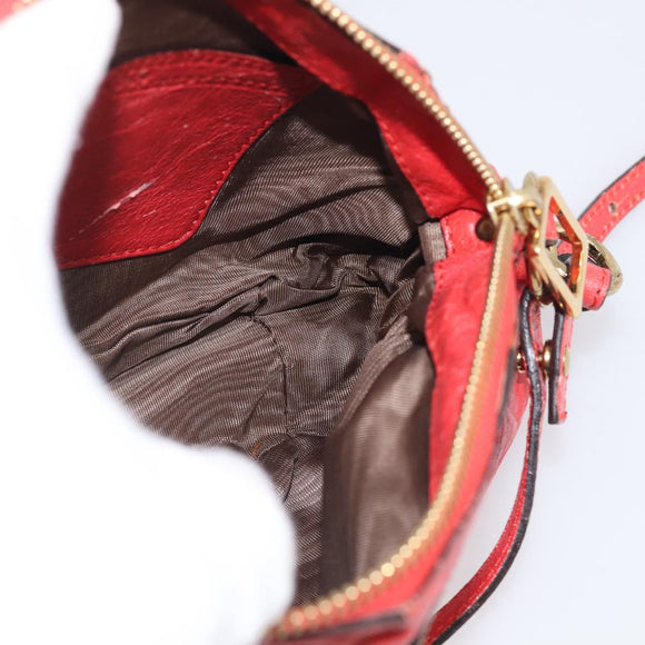 Chloe Shoulder Bag Leather 2way Red Gold Auth ar14458