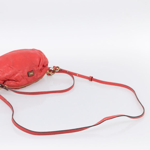 Chloe Shoulder Bag Leather 2way Red Gold Auth ar14458