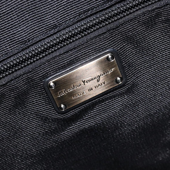 Salvatore Ferragamo Vala Shoulder Bag Leather Black Gold Auth ar14462A
