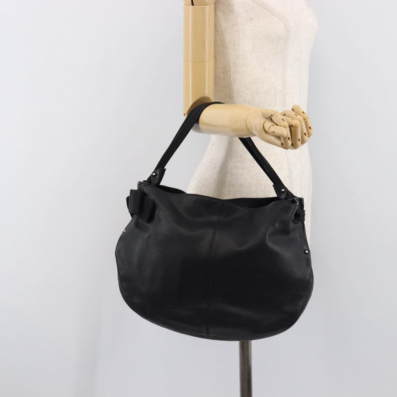 Salvatore Ferragamo Vala Shoulder Bag Leather Black Gold Auth ar14462A